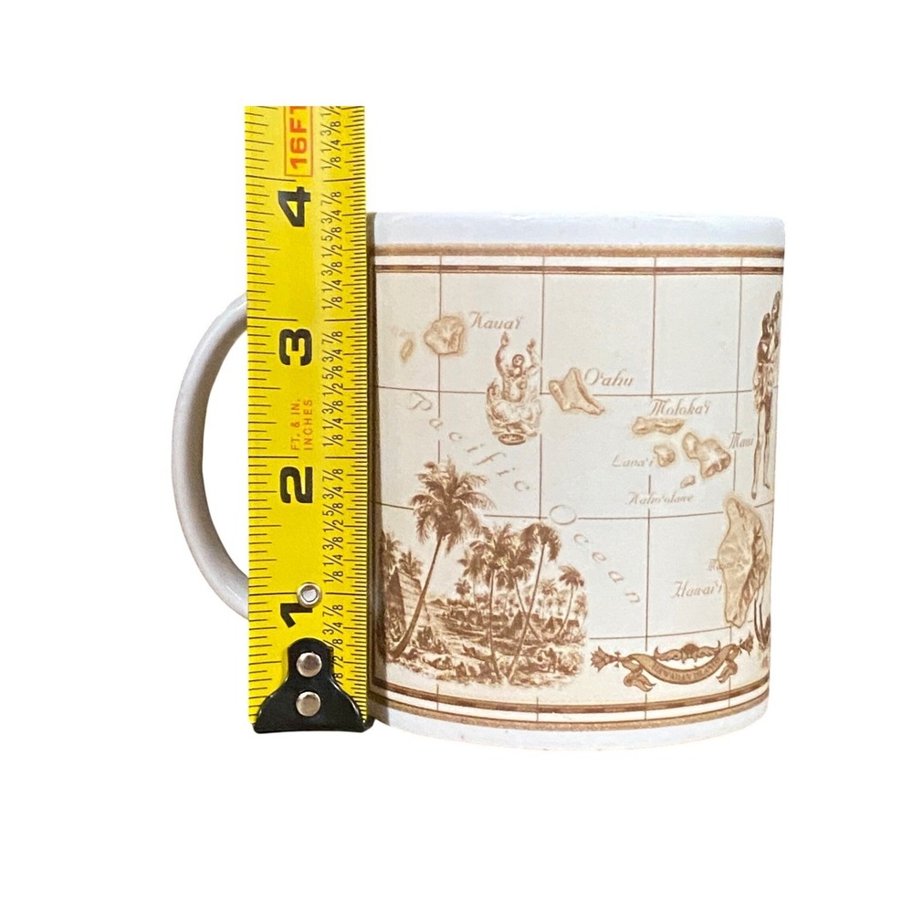 VTG 1997 Island Heritage Hawaiian Islands Map Coffee Mug Sepia Vintage Hawaii - Picture 7 of 7